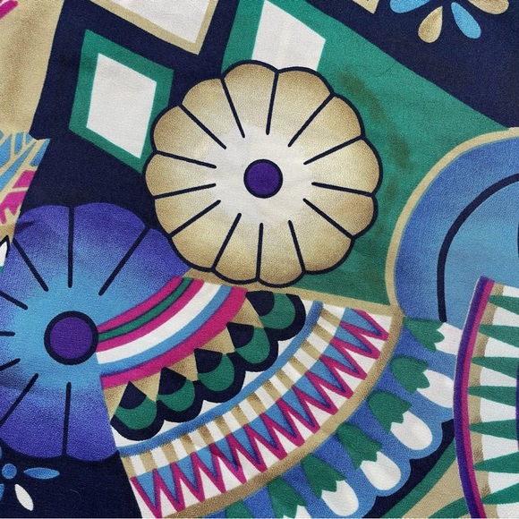 Vintage Abstract Funky Print Petite Sophisticate Silky Blouse sz 10 90s Y2k - Picture 2 of 7